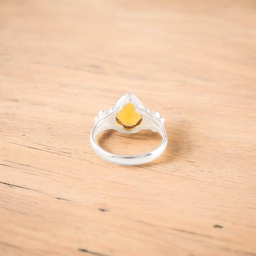 Citrine Gemstone 925 Sterling Silver Jewelry Handcrafted Ring For Birthday Gift RR-59-11
