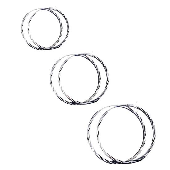 Yousheng 1 Pair Hoop Earrings Exaggerated Rhombus Texture Large Circle Geometric Bright Luster Women Girl Round Earrings Charm Jewelry Decoration Gift