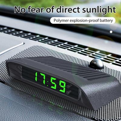Solar Car Clock Thermometer Luminous High-precision Car Watch Temperature Monitor LCD Digital Car Electronic Accessories