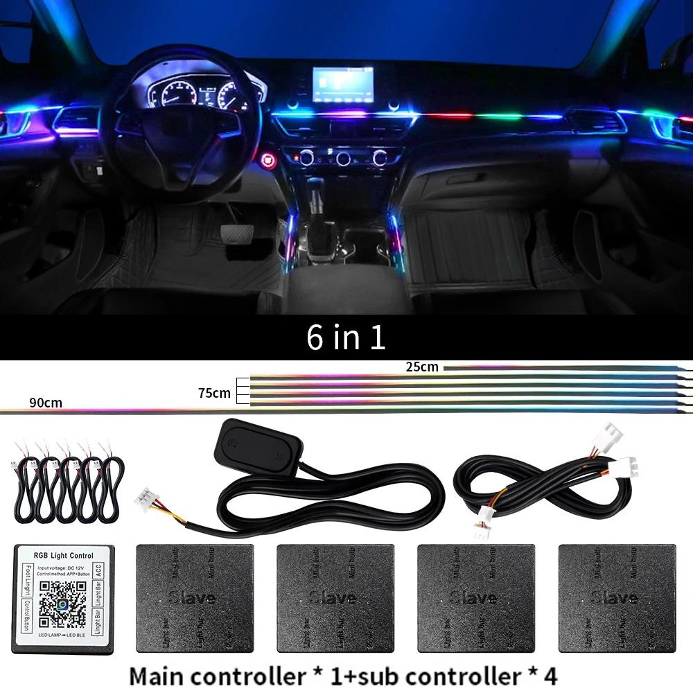 

LED Symphony Ambient Lights RGBIC Car Interior Decor Light Strip App Control Music Sync Light Strip Decorations Atmosphere Lamp