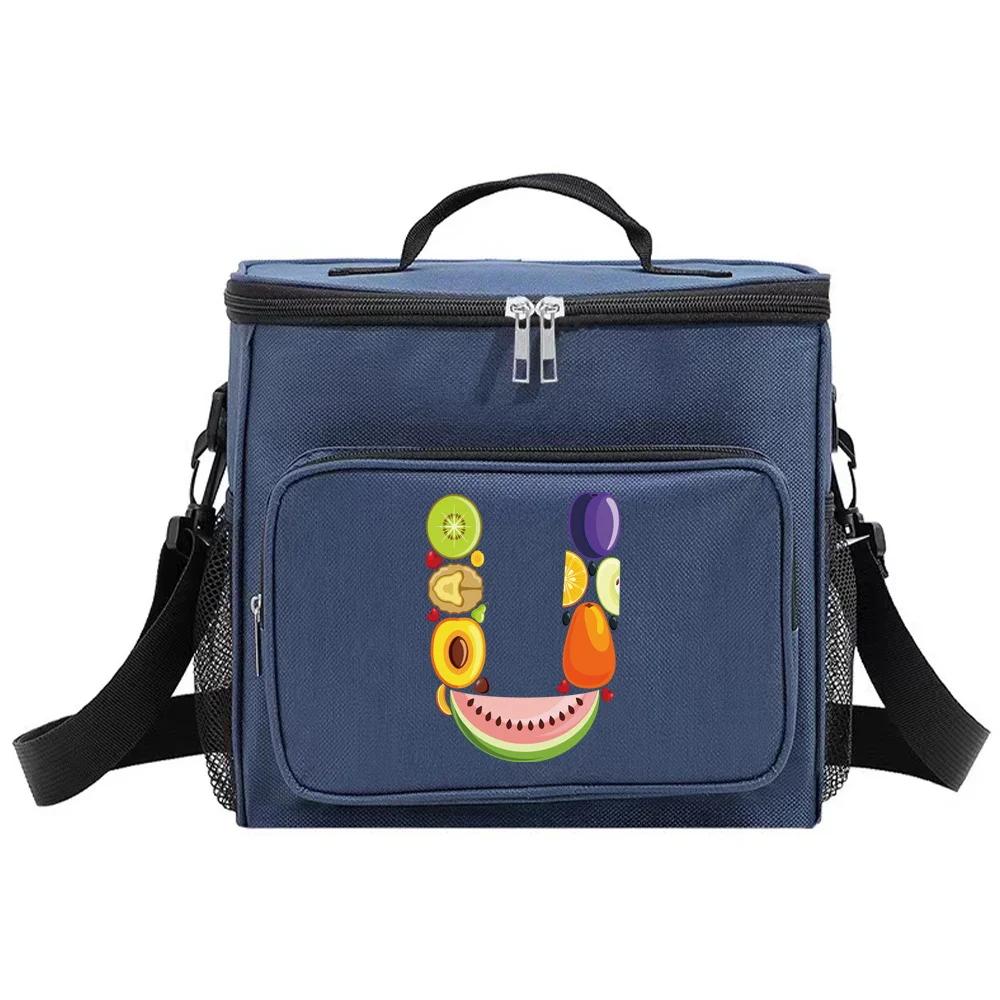 Lunch Bag Insulated Bags Cooler Box Thermal Organizer Handbag Camping Shoulder Storage Lunchbag for Men and Women Fruit Pattern