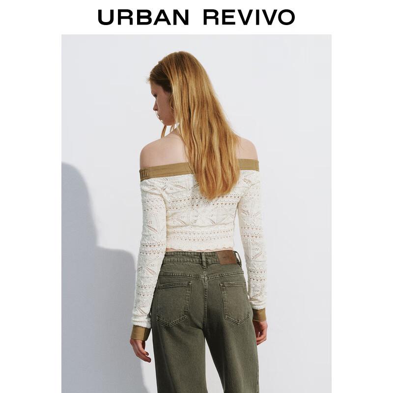 UR Women's Retro Patchwork Off-Shoulder Knit Top