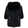 OFTBUY 2024 Herbst Winter Echt Fuchs Waschbär Pelz Kragen Mantel Gestrickte Pullover Frauen Kurzarm Jacke Dicke Warme