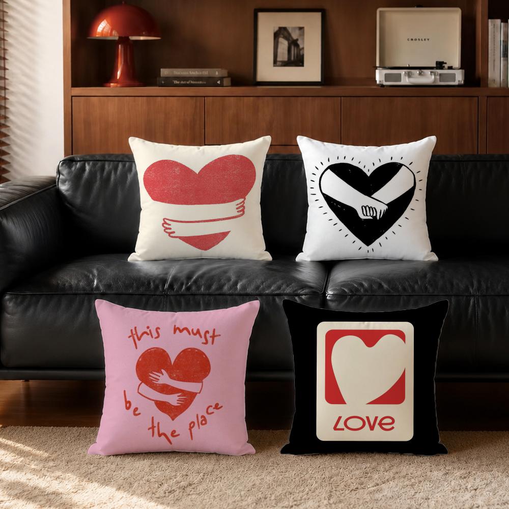 Text RRetro Hug Heart Text Cushion Cover Cushion Cover Set Pcs x x x Pillowcase Decorative Sofa Home Decor