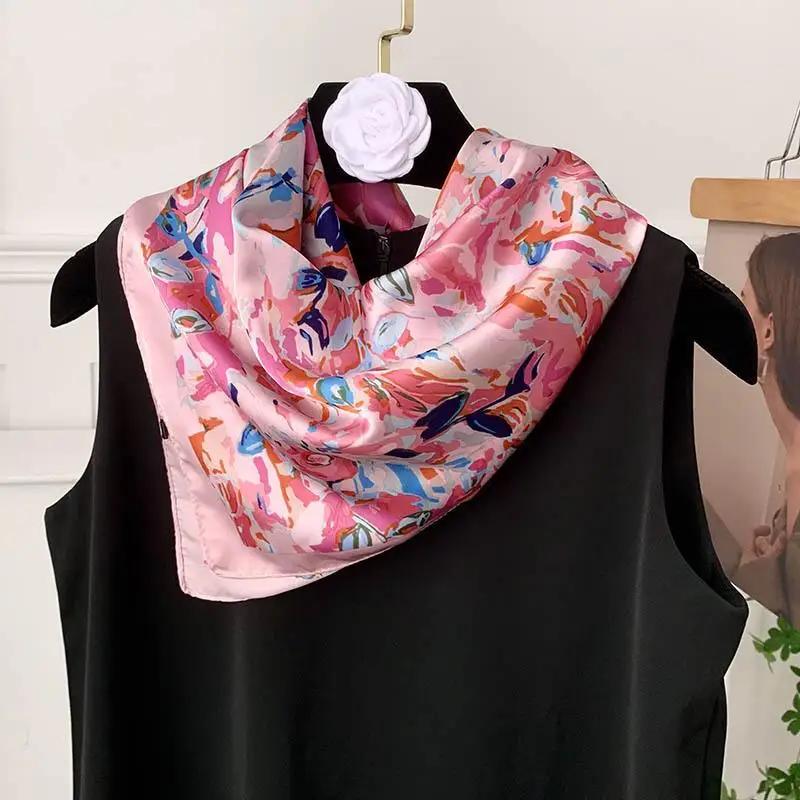 Retro 70*70 Square Scarf Colorful Silk Scarf Women Neck Scarf All-match Shawl Fashion Trendy Headscarf Women's Accessories Gifts