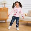 Girls Spring Autumn Long Sleeve Printed Sweatshirt and Denim Pants Set