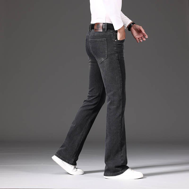 Jeans Flare Masculino Jeans Masculino Cintura Alta Elástico Espessado Solto Jeans Perna Larga