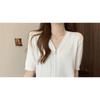 2026 New V-neck Casual Long-sleeve Loose Slimming Flattering Versatile Solid Color Zipper Women's Top