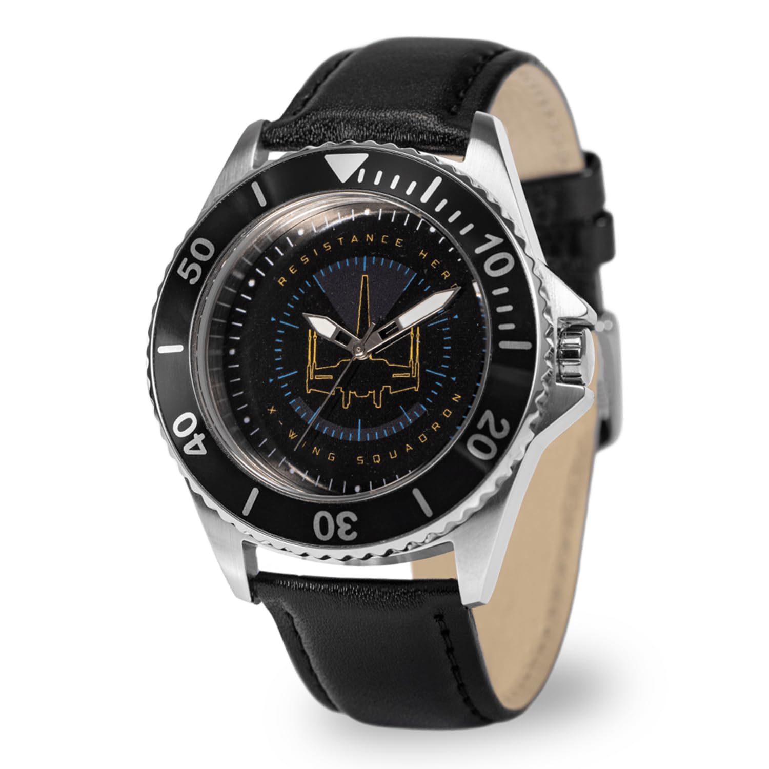 Star Wars Adult Honors Diver Bezel Analog Quartz Strap Watch Silver Black. Diver.