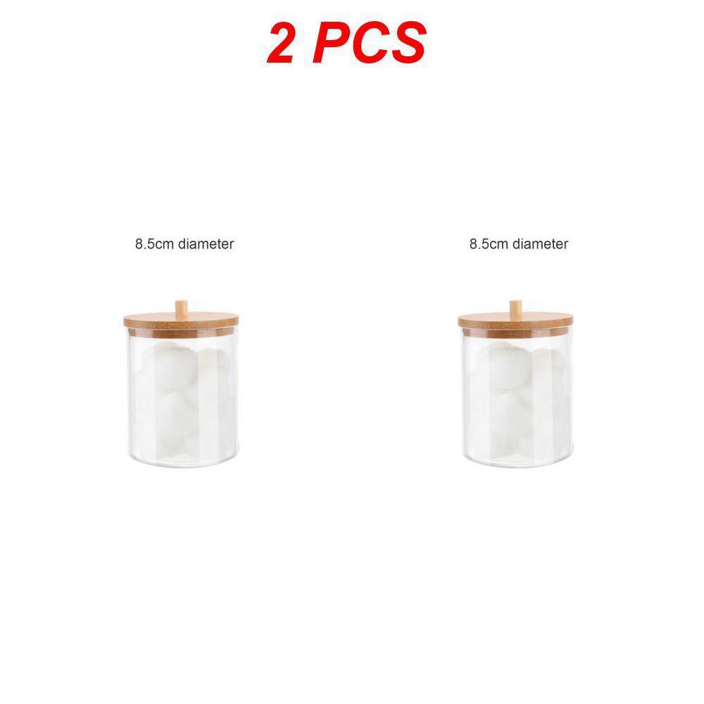 1/2 buc. Organizator de machiaj acrilic Cutie de depozitare pentru tampon de bumbac pentru tampoane de bumbac Tijă Organizator de bijuterii pentru cosmetice cu capac din bambus