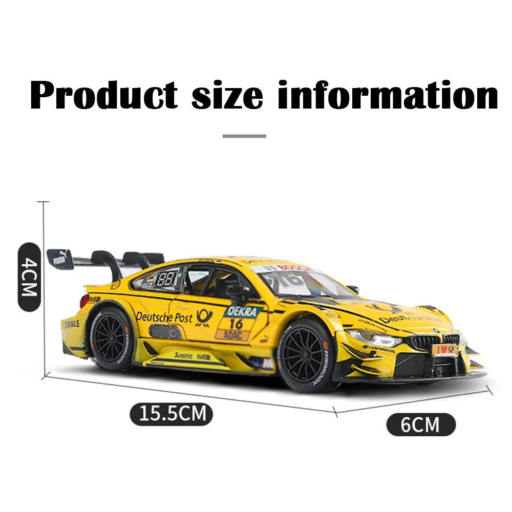 1:32 Alloy Diecast BMW M4 DTM M8 GTE Car Toy Model Sound Light pull Back Sport Vehicle Toys For Boy Gift Collection