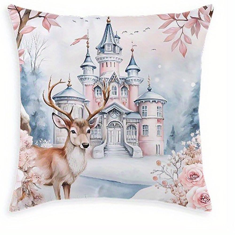 

Christmas Dreamy Pillows: Santa, Tree, Castle & Socks Designs Sofa room cushion cover home decoration new year gift 16x16Inch