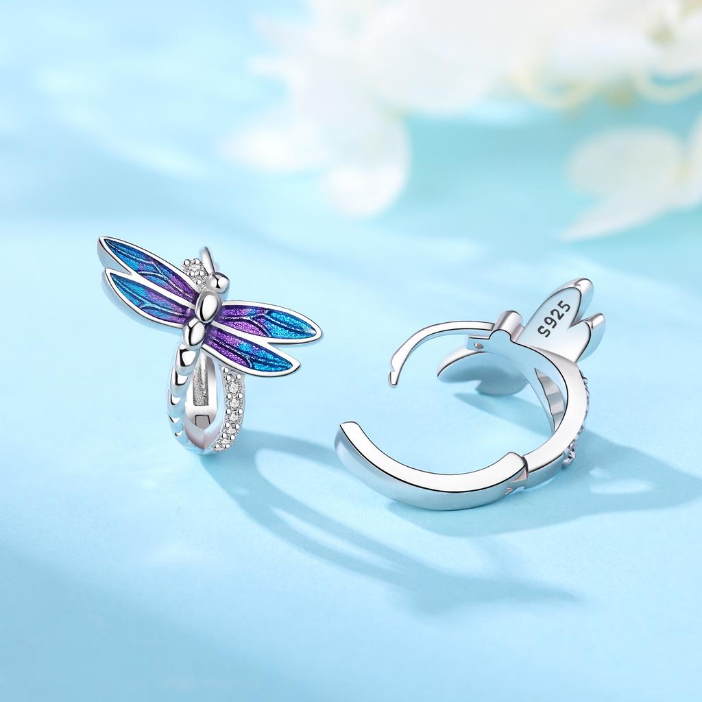 925 Silver Exquisite Dragonfly Earrings Jewelry Versatile Hoop Earrings For Women Jewelry Fine Birthday Party Gifts
