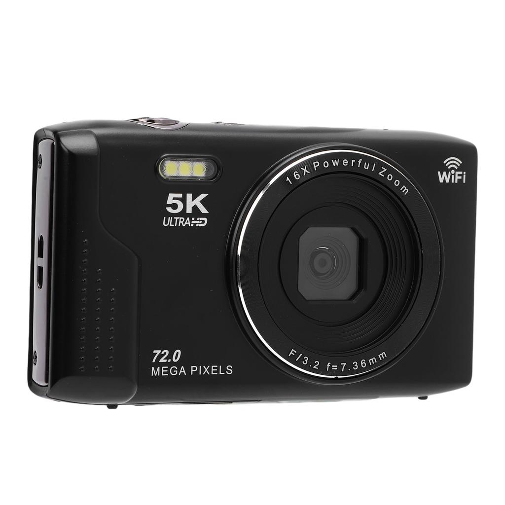 5K Retro Digital Camera 72MP 16X Zoom AF 2.8 Inch Screen WiFi Built in 32GB Memory Card UHD Camera for Travel Black 32GB