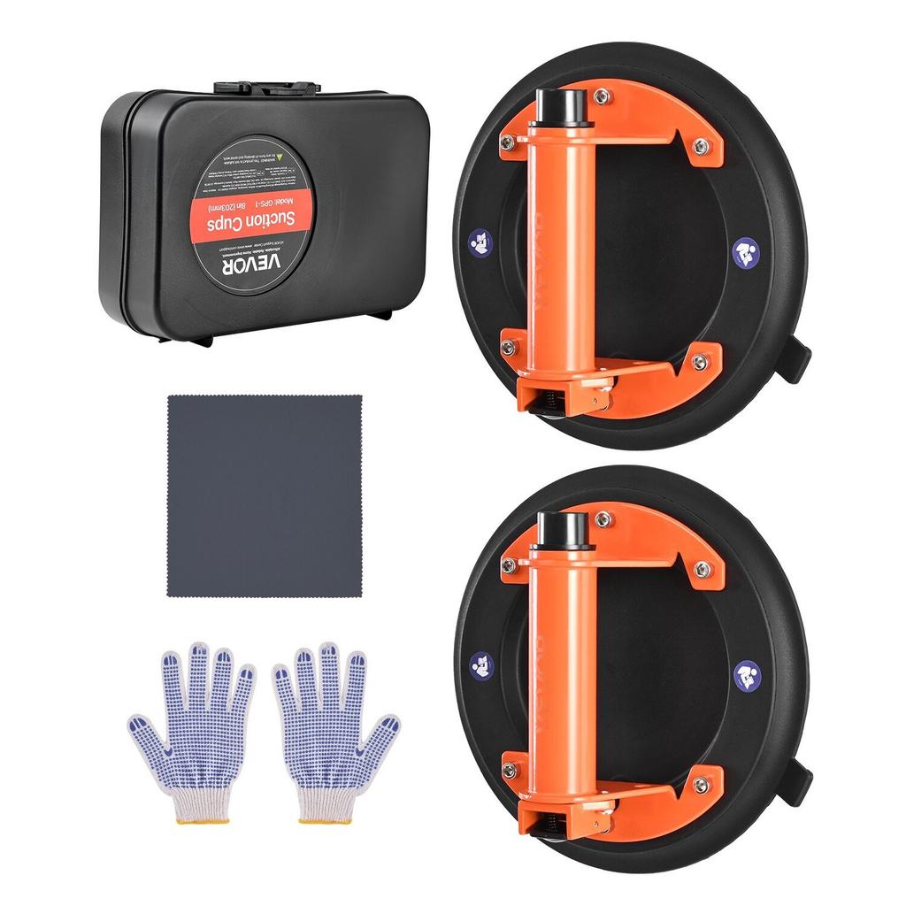 Vacuum Suction Cup, 203 mm Vacuum Glass Lifter with Metal Handle, 195 kg Max Lifting Capacity Tile Suction Cup Tool with Carrying Case for Lifting