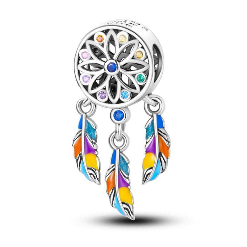 New 925 Silver Charms Beads Pendant Bow Perfume Bottle Dream Catcher for Bracelet Women Jewelry