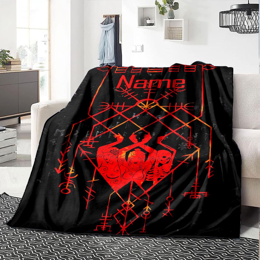 Customiz Name Personality Viking Sign Blanket Soft &Warm Sofa Office Bed Travel Lunch Break Blanket, Gift Suitable All Seasons