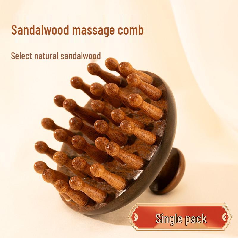 

Sandalwood Round Disc Scalp Massage Comb for Hair Nourishment and Follicle Care