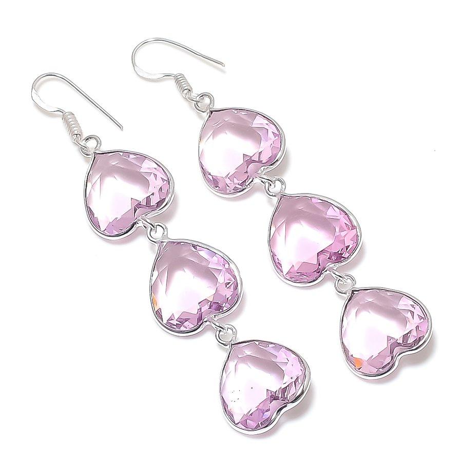 

Natural Pink Kunzite Gemstone 925 Sterling Silver Jewelry Earring 3.03 i4J34