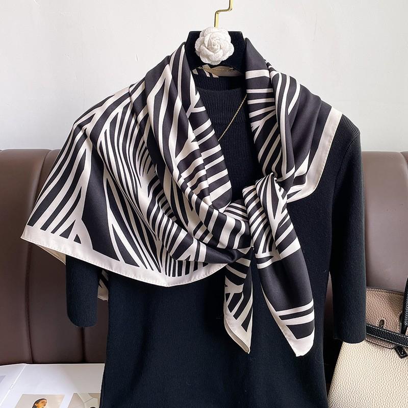 Spring and Autumn New Fashion 91 Square Scarf Women's Silk Scarf Foreign Style Shawl Neck Protection External Decorative Scarf Scarf
