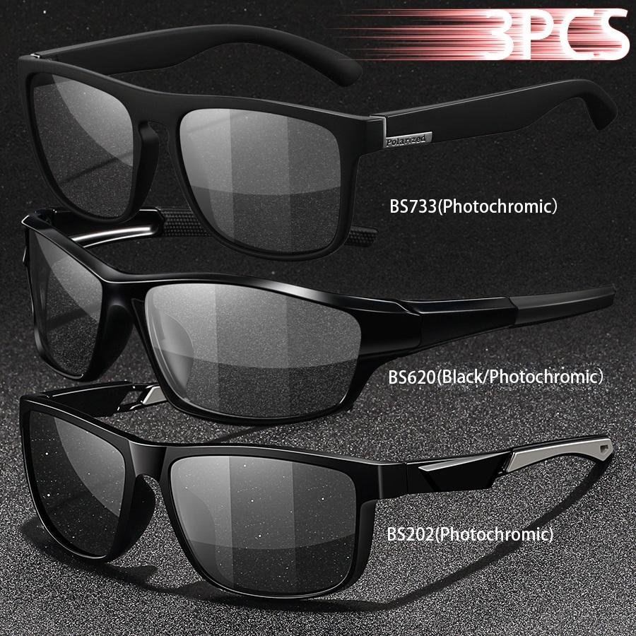 1PCS Photochromic Sports Sunglasses Men Women Vintage Cycling Driving Mountaineering Chameleon UV400 Eyewear