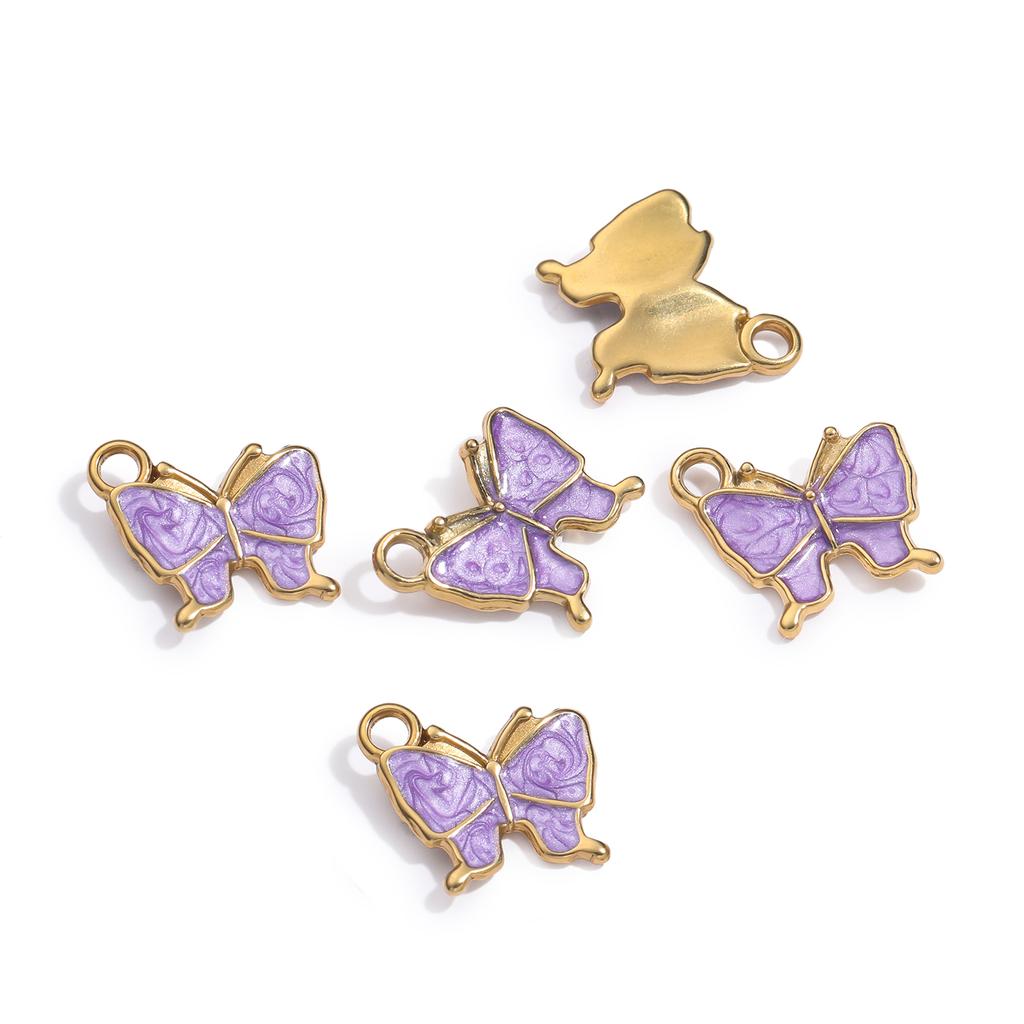 5Piece/Pack  13.5*14mm 304 Stainless Steel Butterfly Shape Charms Pendants for DIY Bracelet Necklace Jewelry Making Accessories
