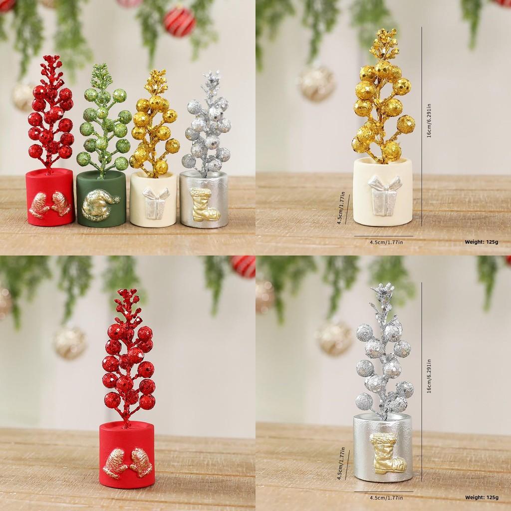 Christmas Fruit Potted Ornament With Classic Style For Indoor Desktop Scene Decoration