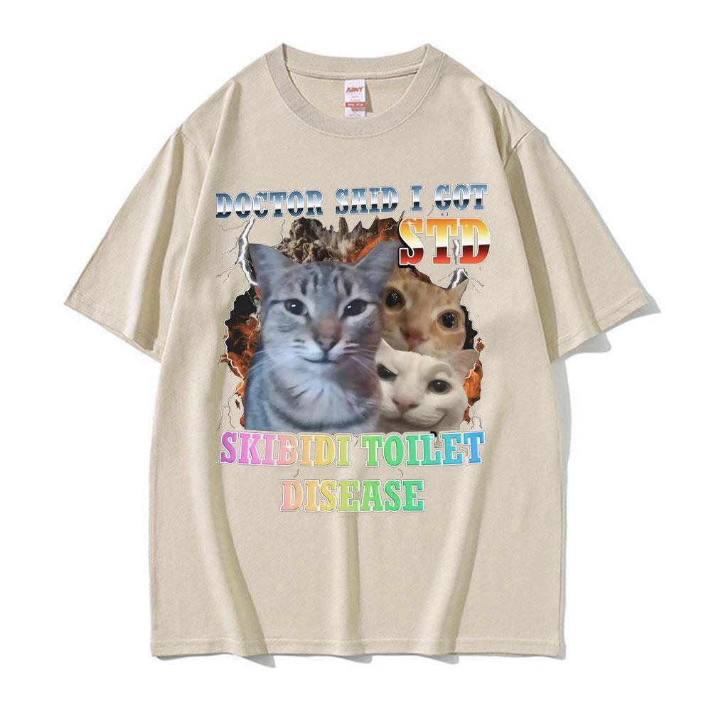 Doctor Said Icot Std Skibidi Toilet Disease Funny Cat Meme Tee Shirt Unisex Women Clothing Kawaii Cute High Quality Cotton Tshirts