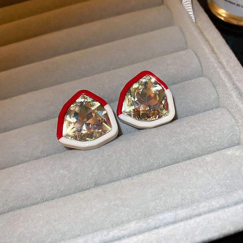 GemChic Women's Earrings Fashion Ear Stud Needle Embed Zircon Imitation Pearl Geometric Earrings Versatile Birthday Christmas Jewelry Gift