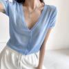 Outerwear Jerseys Summer Cardigan Women Cropped Blouses Korean Fashion Style Cute V-neck Women's Coat Black Bolero Woman Basic