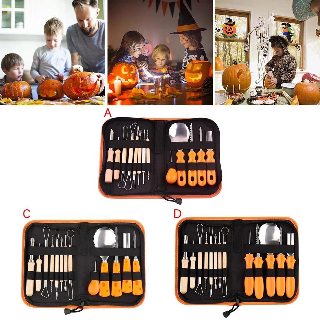 14 Pcs / Set Halloween Pumpkin Multifunction Kit Stainless Steel Cutting Tools