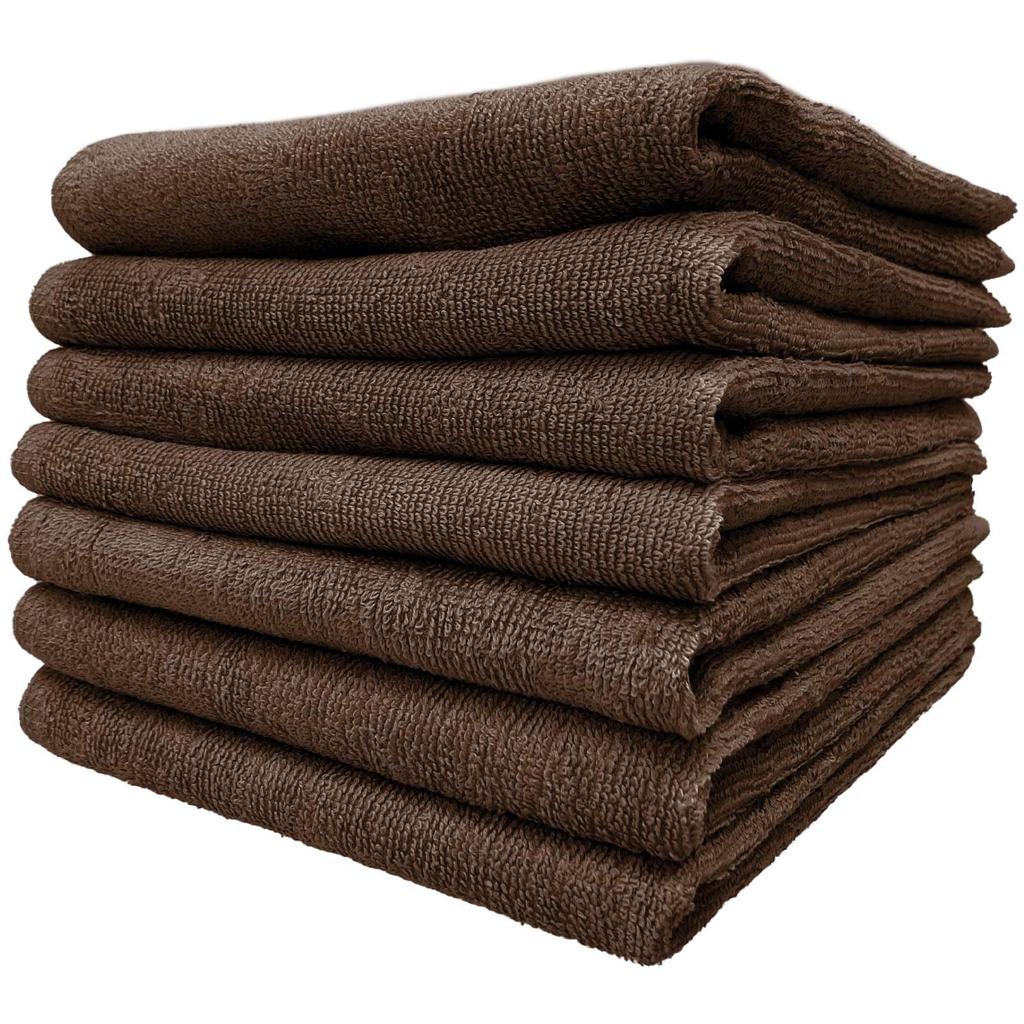 Ansikt 34 x Svært Sett med 7 8-års Håndklær, 85cm, 100% Bomull, Tynn, Hurtigtørkende, Absorberende, Slitesterk, Kompakt, Kaffe, [Komprimert Frakt]