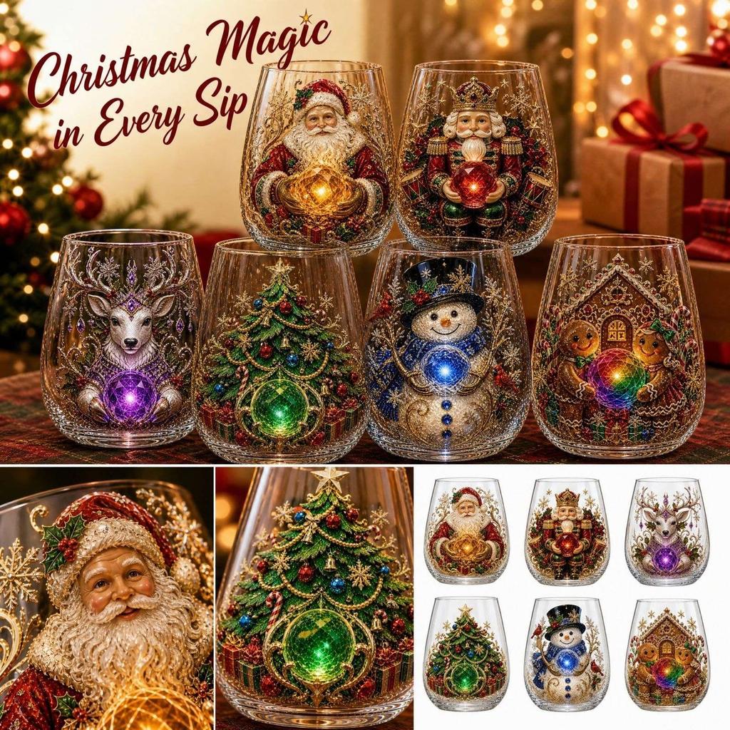 Christmas Themed Glass Cup for Holiday Drinks and Everyday Beverages