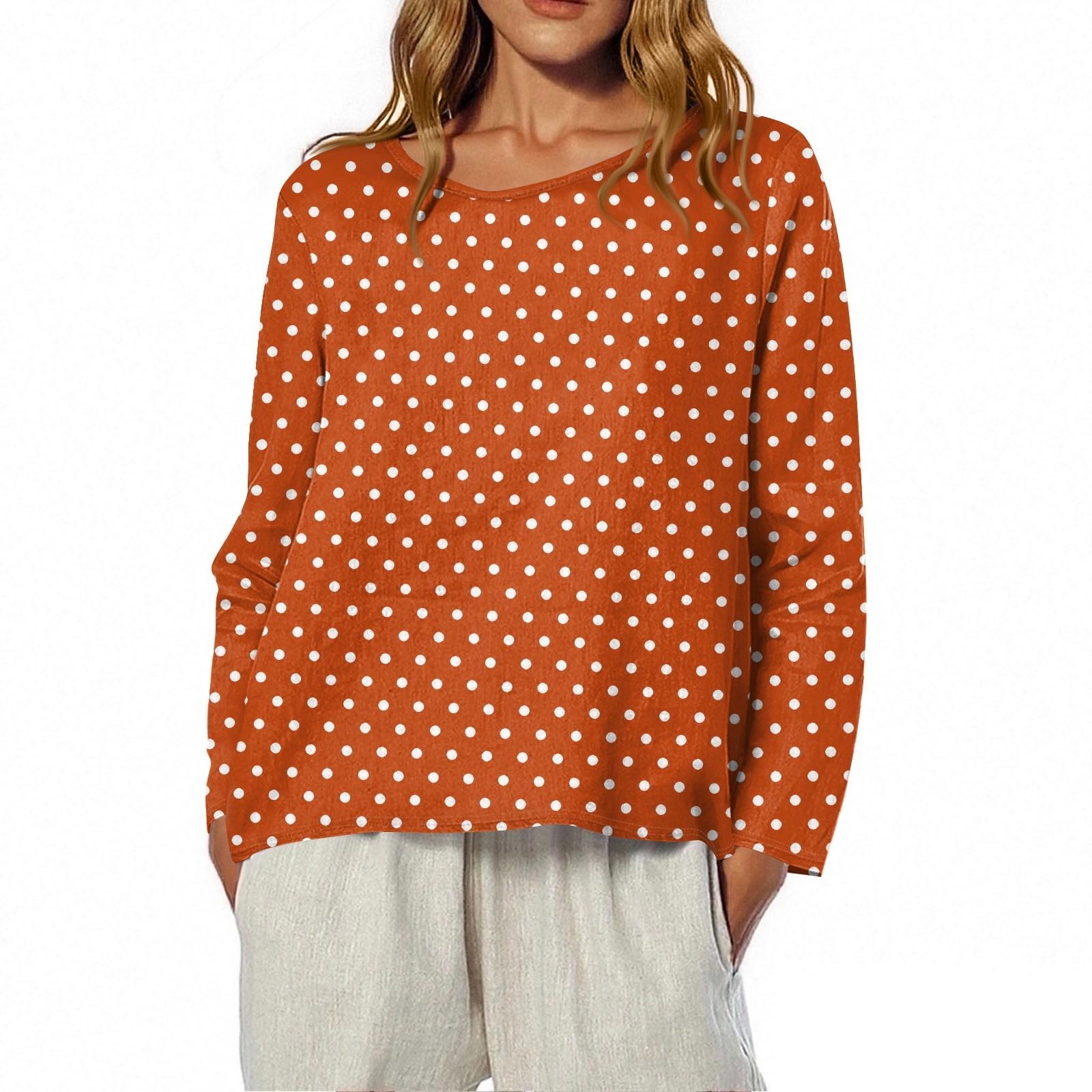 

Women s O-neck Long Sleeve Printed Top T-shirt XL помаранчевий