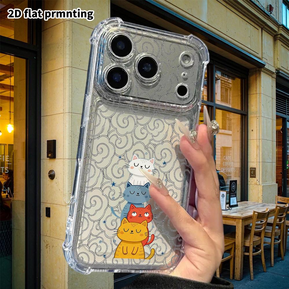 Phone Case: 2D Flat, Fits iPhone 18 17 16 15 14 13 Pro, Transparent Corner Protection Case, DDDCat, Christmas and Halloween Gifts