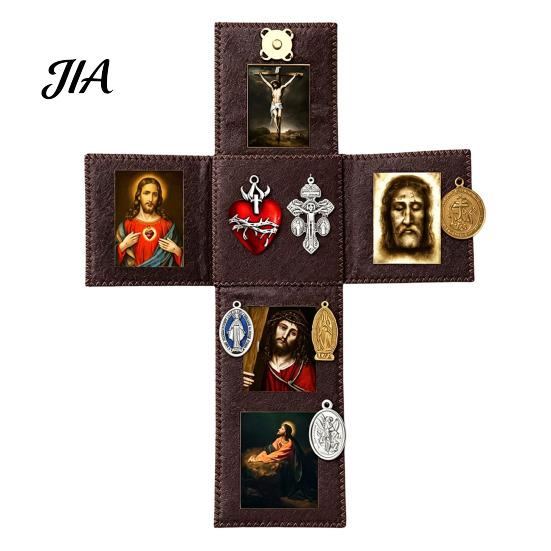 Spiritual Practice Tool Portable Catholic Altar, Handmade Pocket Prayer Shrine, Faux Leather Folding Altar Foldable Devotional Religious Gift