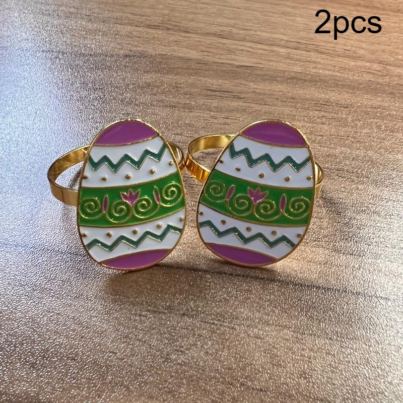 2 шт. Кролик Яйцо Кольцо для салфеток Пасхальная Пряжка для салфеток Пасхальное Яйцо Декор для салфеток Кольцо для салфеток Декор для вечеринки Принадлежности