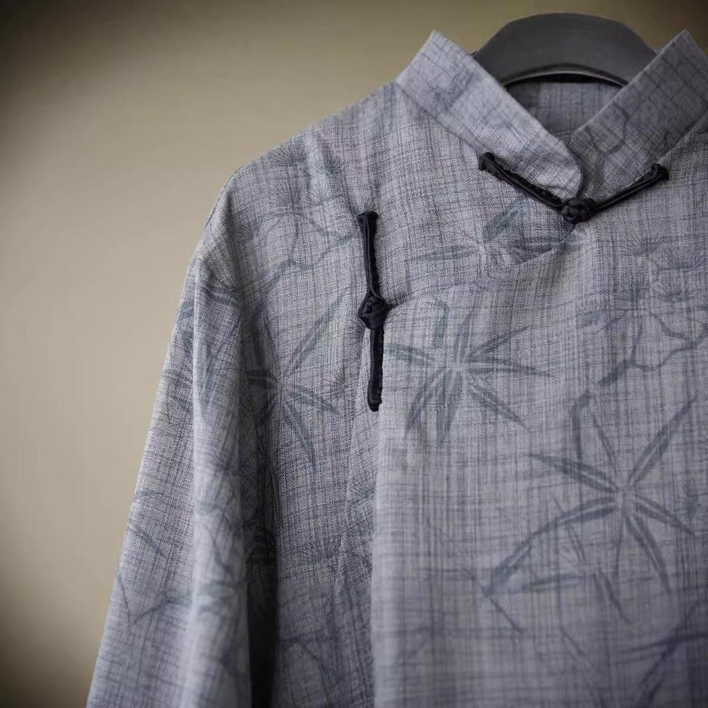 Neuer Chinesischer Stil Froschknopf Stehkragen Tang Anzug Jacquard Robe