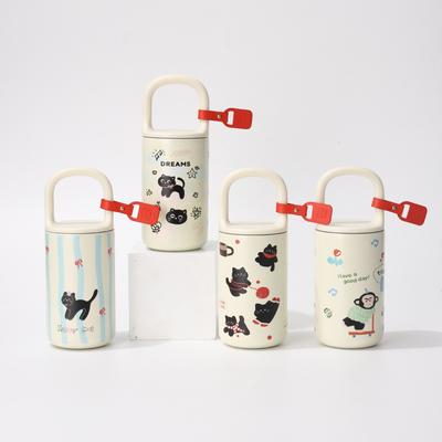 Portable Kitten Thermos Cup Lock Cup 316 Stainless Steel High Value Handle Coffee Pot Ins Girls Thermos Cup
