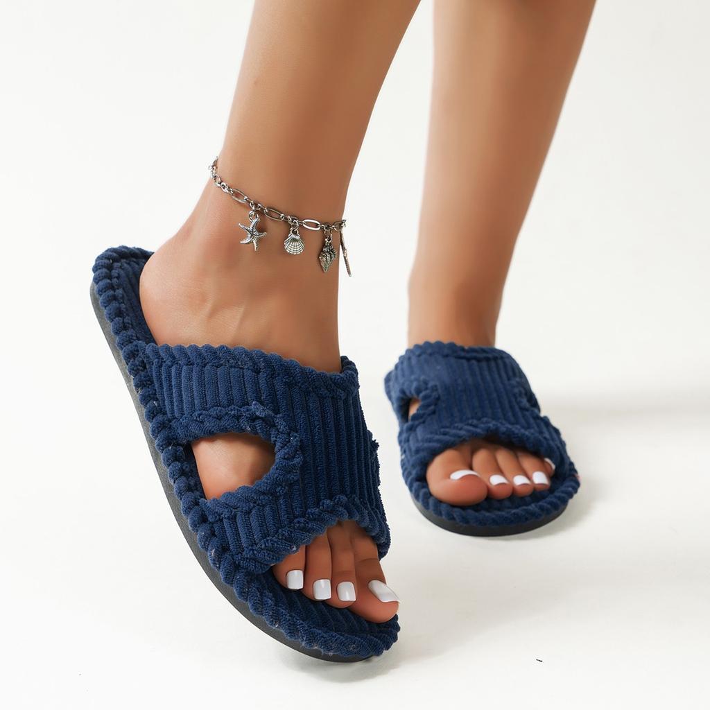 Eleganti Pantofole a Righe da Donna - Tessuto Morbido e Confortevole con Suola in Gomma per Tutte le Stagioni