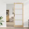 Sliding Door Natural 93 x 232 cm Solid Pine Wood and Glass