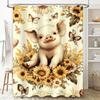 Sunflower Shower Curtain Rustic Farmhouse Decor Toned Pig Bath Mat Set for Bathroom Decoration