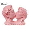 High-end Soft Decoration Display 3D Printed Couple Kissing Head Sculpture, White Modern Art Statue Anniversary Romantic Craft for Living Room Bedroom,