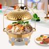 Bymaocar 8.5 QT Hot Pot Buffet, Stainless Steel Stove W/ Lid, Luxurious Circular Food Heater, Wedding Party Dinner Insulated Pot