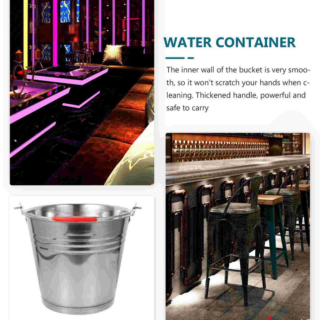 Eimer mit Griff Edelstahldeckel Mehrzweck für Getränke zu Hause Silber Outdoor Mülleimer