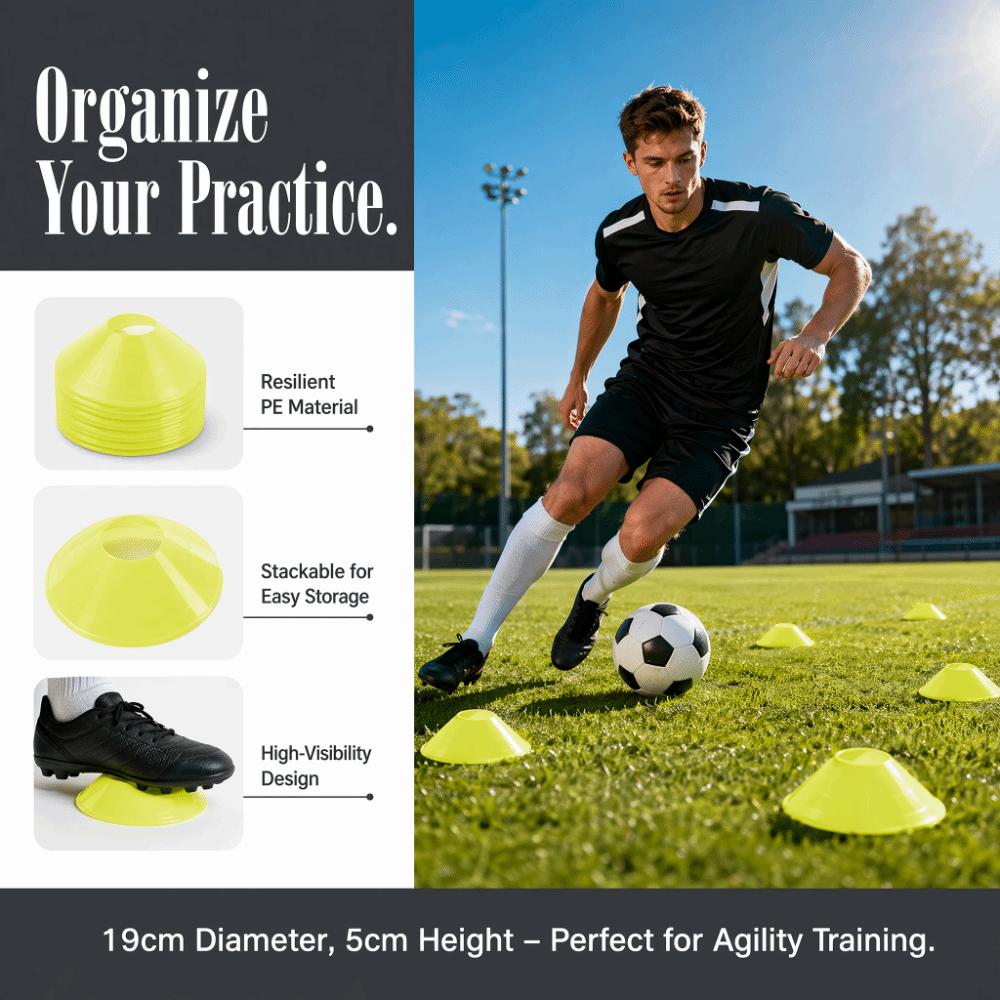 20PCS Stackable Training Cones PE Soccer Cones Multi Color Agility Discs Field Marking
