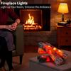 Electric Fireplace Logs with Realistic LED Flames, Flameless Plugin Heater for Home Christmas Decor 22cm