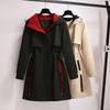 Plus Size Women's Hooded Trench Coat New Korean-Style Color-Block Loose Fit Slimming Windbreaker Elegant Casual Versatile Coat