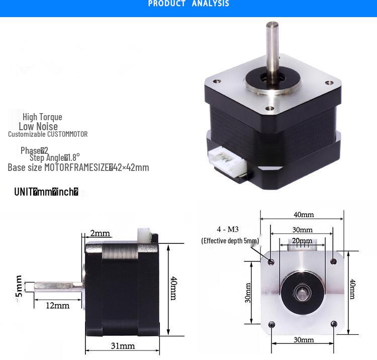 42BYGH34 NEMA17 2-Phase 4-Wire Stepper Motor for Engraving and 3D Printing.
