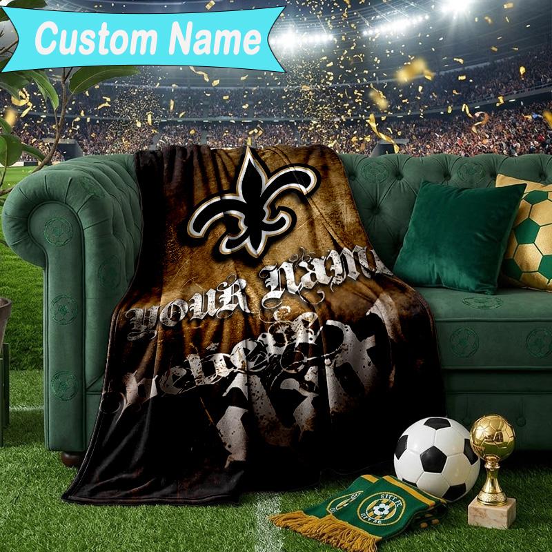 Custom Name Blanket Orleans Saints Logo Blanket Bedding Blanket for Travel, Camping, Living Rooms, Offices, Sofas, Fan Christmas gift
